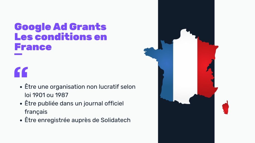 illustration avec les conditions d’éligibilité en France pour Google Ad Grants pour les associations